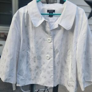 Spense Woman Cotton Decorative Dressy Jacket White Size 2x